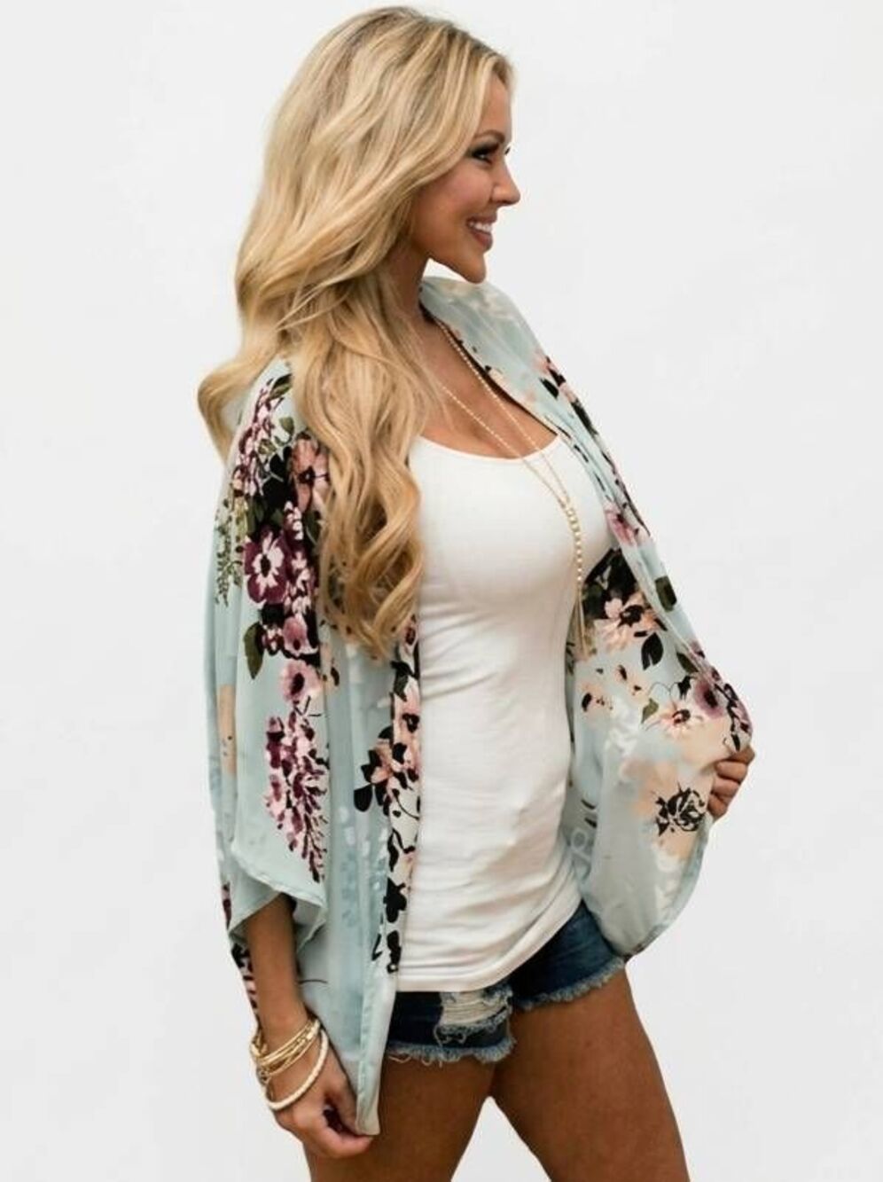 🔺️Cherry Blossom Chiffon Wide Sleeve Kimono/Coverup Medium